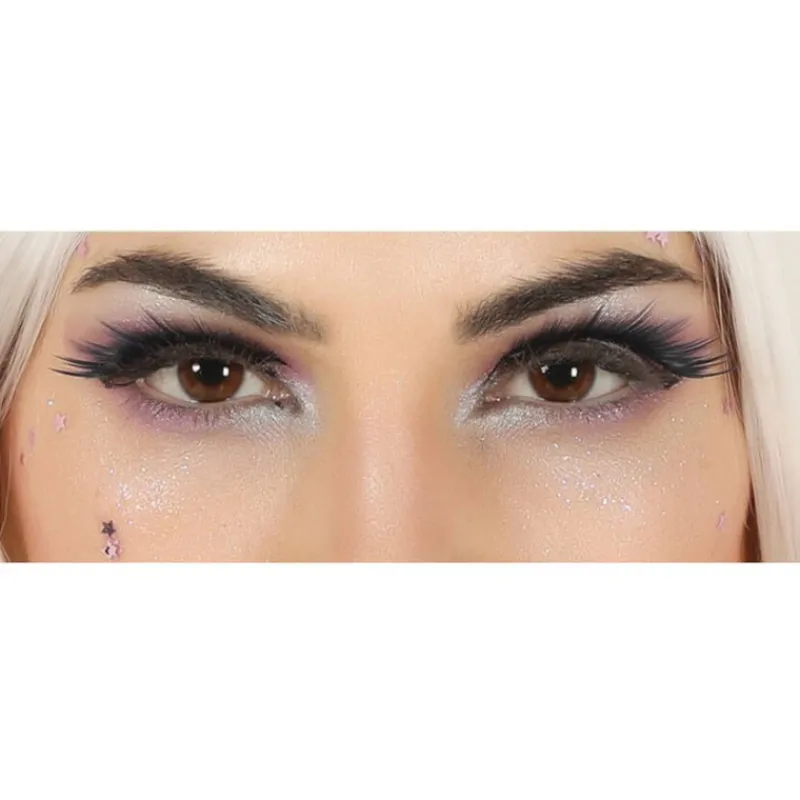 Disfrazzes Maquillaje Para Disfraces^Pestañas Negras con Adhesivo
