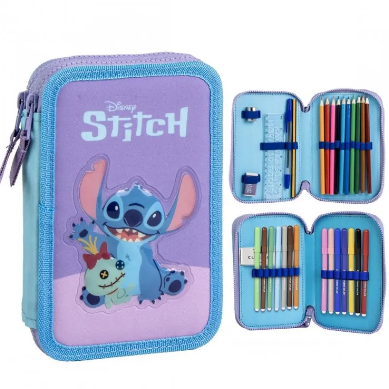Cerdá Kids Para El Cole|Stitch Kids^Plumier con Accesorios de Stitch - Estuche Portatodo Infantil
