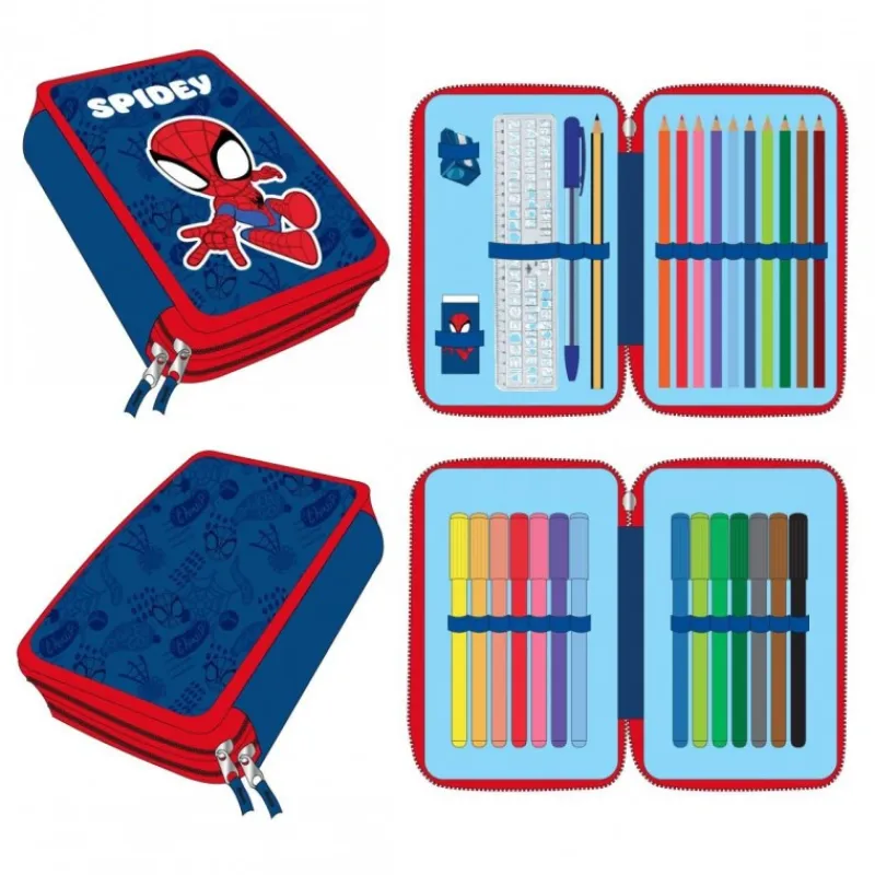 Cerdá Kids Para El Cole^Plumier con Accesorios Spidey - Estuche Portatodo Azul Oscuro