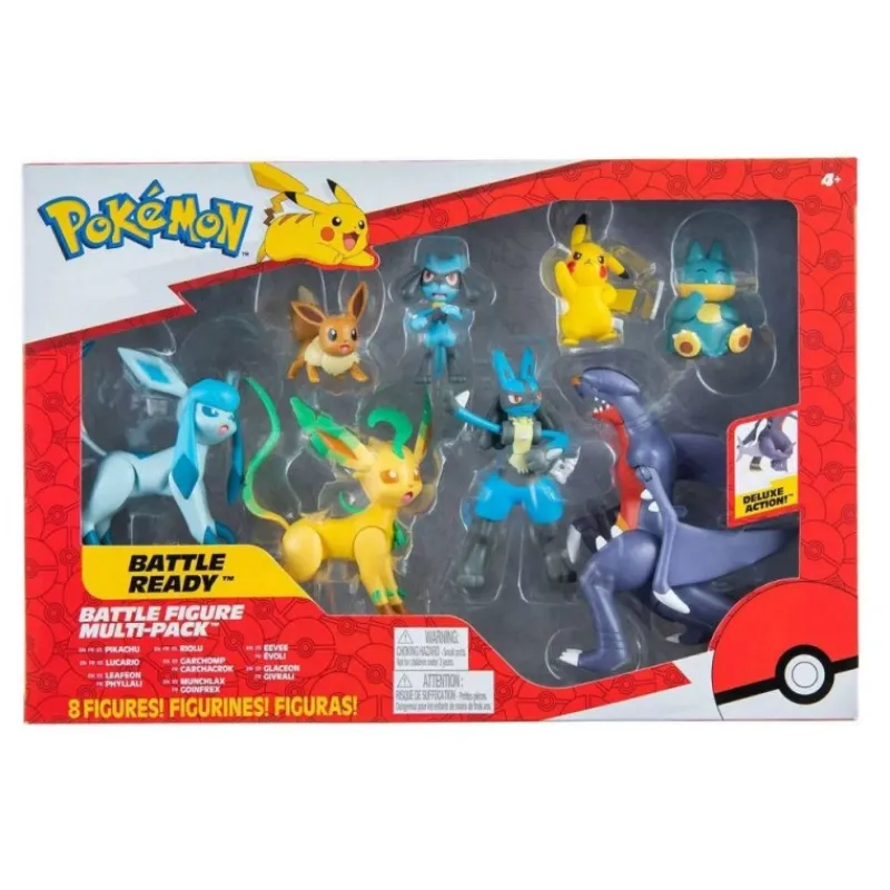 Jazwares Pikachu|Eevee^Pokémon Pack de 8 Figuras Battle Sinnoh Region 5-11 cm