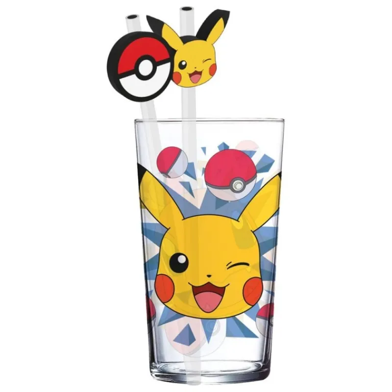 Hot Pokémon Vaso Tumbler con pajitas Pikachu 485 ml de vidrio Pikachu|Complementos Pokemon