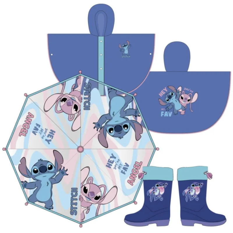 Hot Poncho Impermeable Infantil Stitch Disney Paraguas Y Chubasqueros Kids