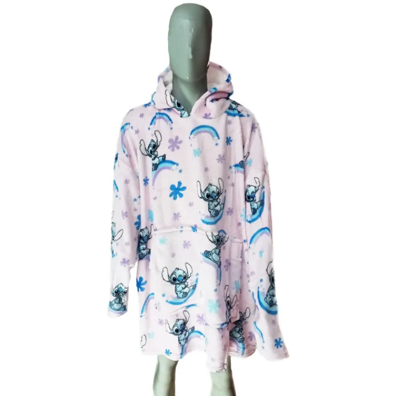 Otros Fabricantes Películas Y Personajes De Disney ·Lilo Y Stitch|Ropa Disney^Poncho Stitch rosa franela