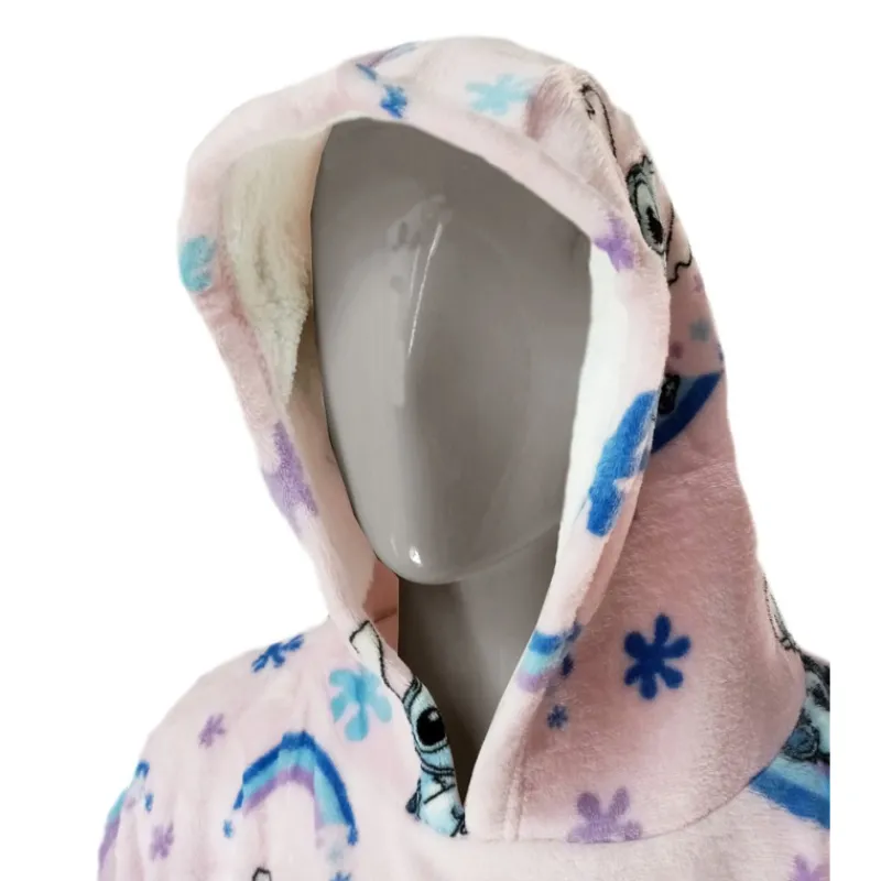 Otros Fabricantes Películas Y Personajes De Disney ·Lilo Y Stitch|Ropa Disney^Poncho Stitch rosa franela
