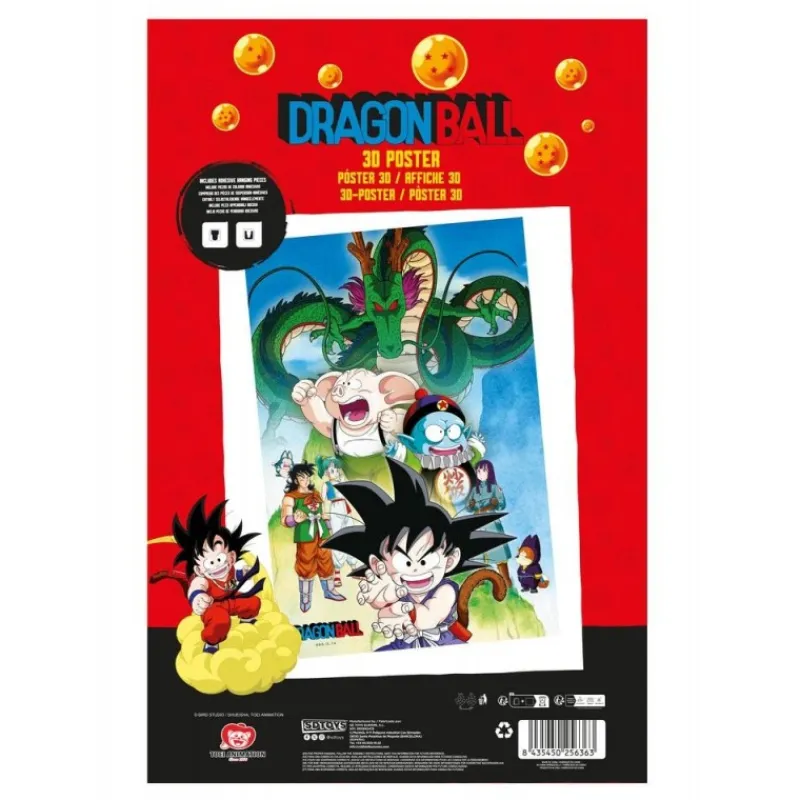 SD Toys Figuras Dragon Ball^Póster 3D 38x58 cm Shenron y Héroes de Dragon Ball