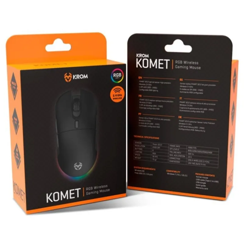 Krom Gaming De Colores|Teclados Y Ratones Gaming^Ratón Inalámbrico Gaming Komet RGB