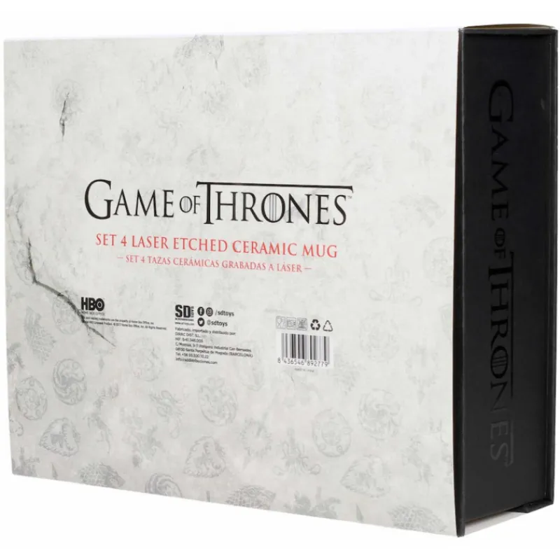 SD Toys Juego De Tronos Y La Casa Del Dragón ^Set 4 tazas Juego de Tronos Emblemas Casas