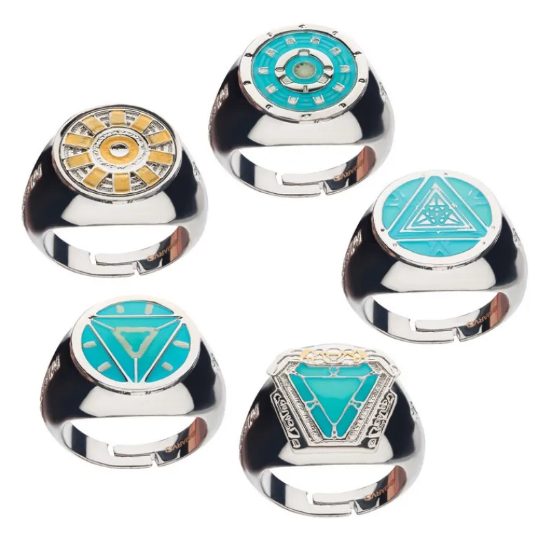 Best Set Anillos Ajustables Iron Man Arc Reactors Superhéroes Marvel|Complementos Marvel