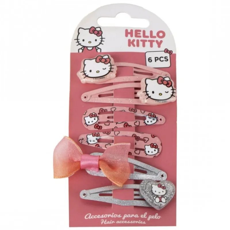 Outlet Set de 6 Clips de Pelo Hello Kitty - Rosa Accesorios Para El Pelo, Gafas De Sol Y Kits De Belleza Infantiles