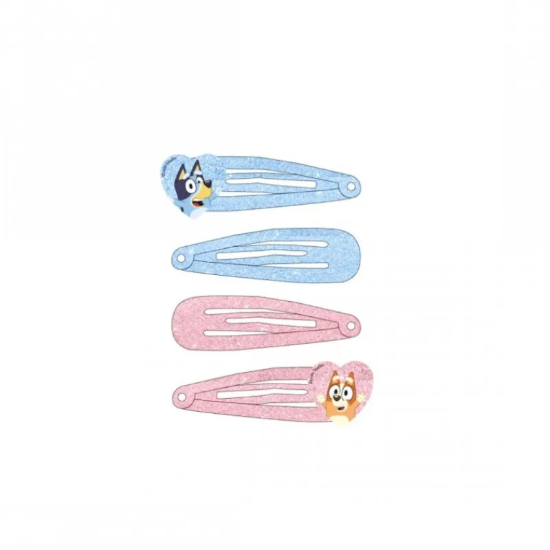 Cerdá Kids Accesorios Para El Pelo, Gafas De Sol Y Kits De Belleza Infantiles ^Set de 4 Clips para el Pelo de Bluey con Diseño Brillante