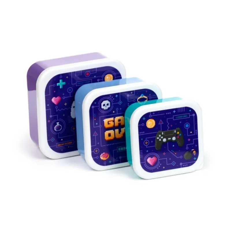 Set de 3 Fiambreras Juego Game Over Diseño Retro Descuentos Gaming