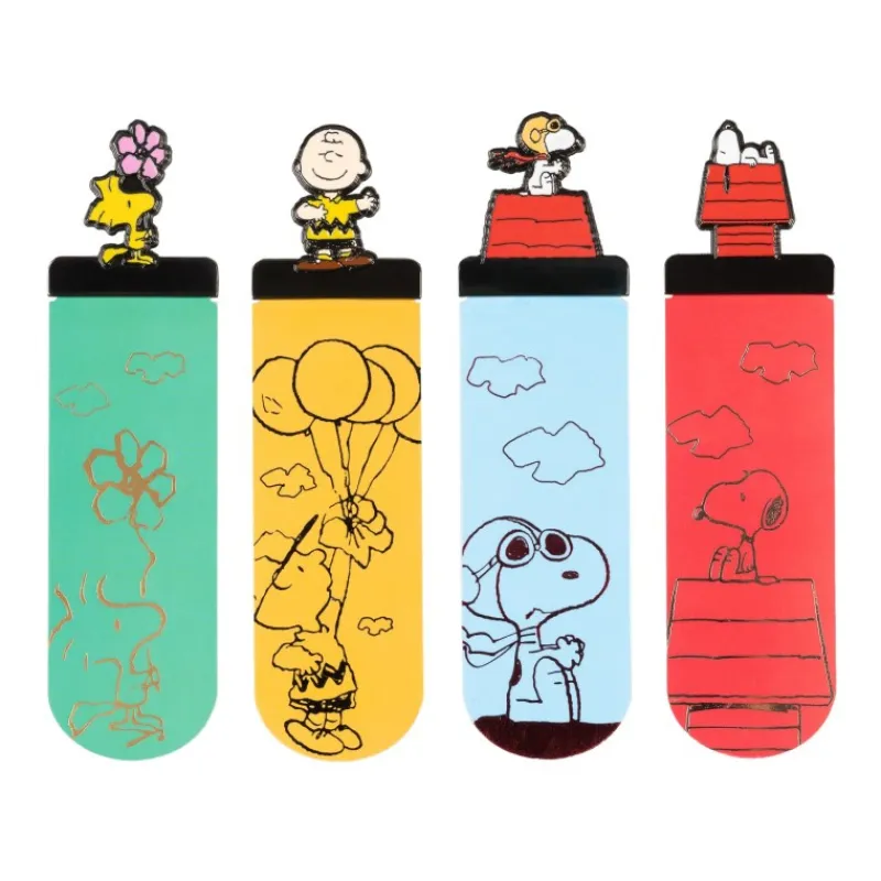 Grupo Erik Snoopy^Set de 4 Marcapáginas Snoopy en PVC con Adornos Esmaltados