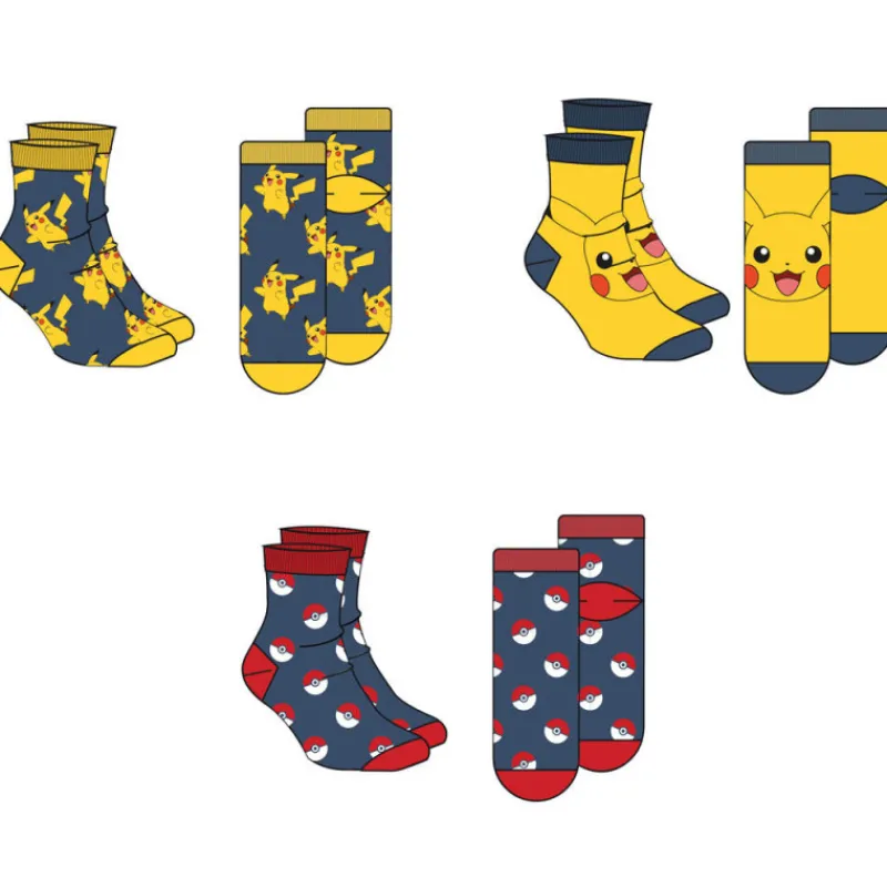 New Import Moda Pokemon|Regalos Y Coleccionismo Para Gamers - Cosas De Videojuegos Míticos^Set de 3 pares de Calcetines Pokemon
