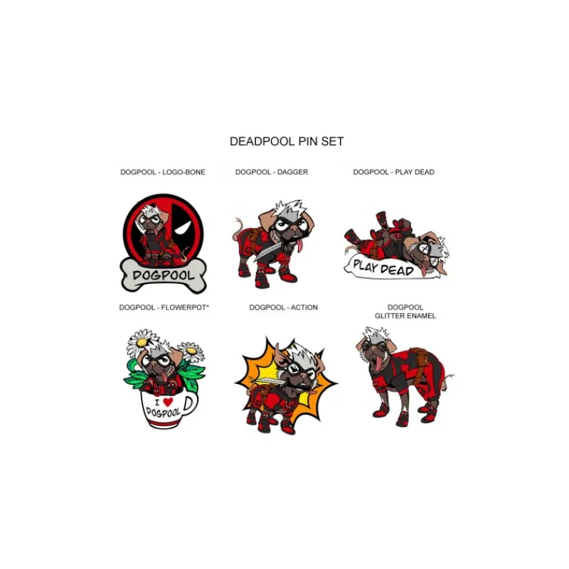 New Set de 6 Pins de Marvel Deadpool Superhéroes Marvel