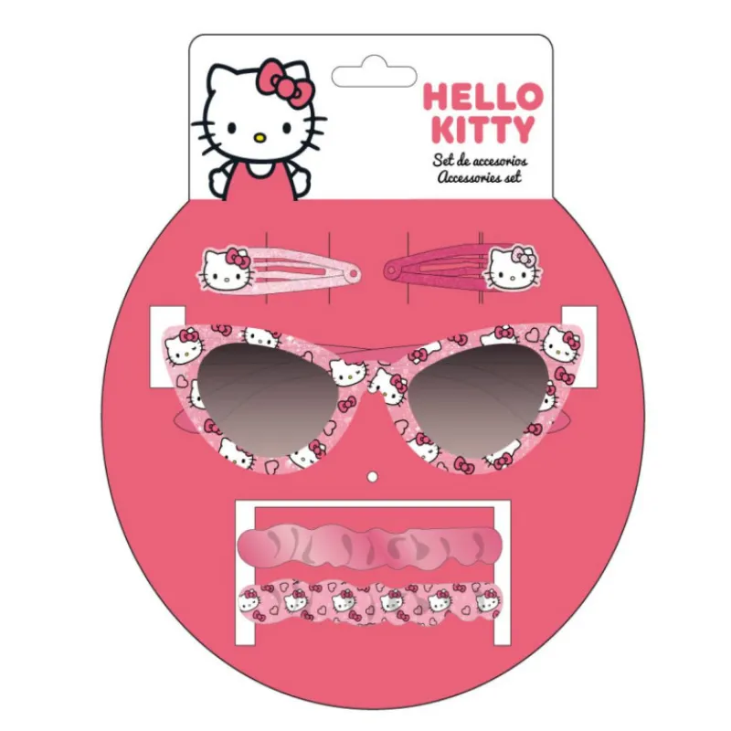 New Set de Accesorios Hello Kitty Gafas, Horquillas y Coleteros Accesorios Para El Pelo, Gafas De Sol Y Kits De Belleza Infantiles