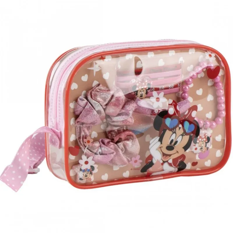 Cerdá Kids Disney Para Niñas|Accesorios Para El Pelo, Gafas De Sol Y Kits De Belleza Infantiles ^Set de Belleza Bolsito Minnie Mouse - Rojo