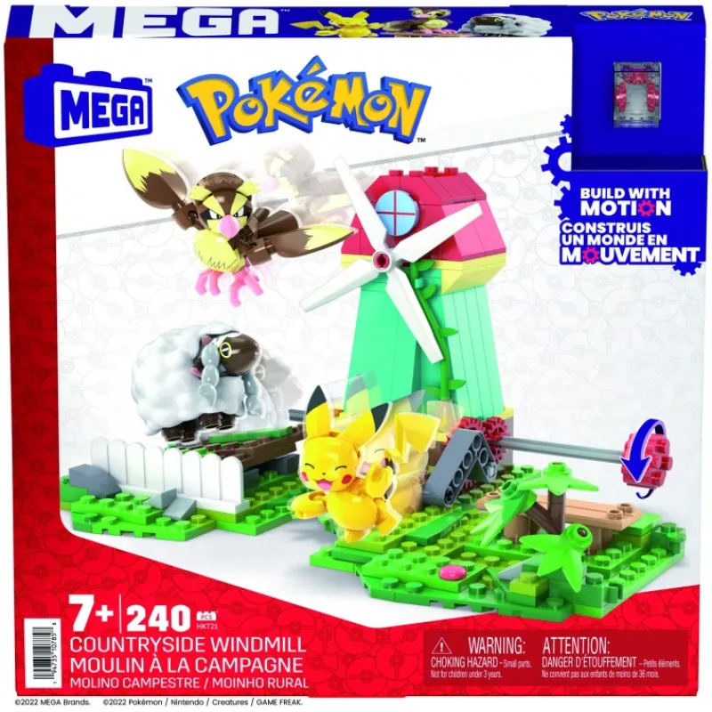 Set de Construcción Pokémon con Molino y Motion Brick Juguetes, Figuras Y Más Regalos Para Peques|Pikachu