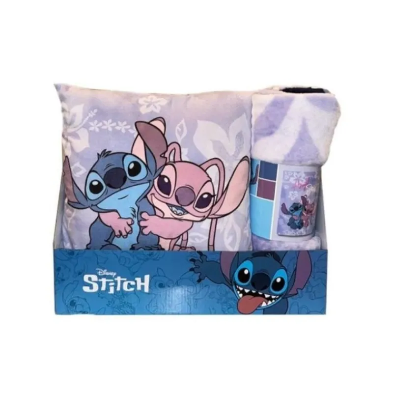 Otros Fabricantes Películas Y Personajes De Disney ·Lilo Y Stitch|Disney Hogar^Set de Manta y Cojín Stitch Licencia Oficial Disney