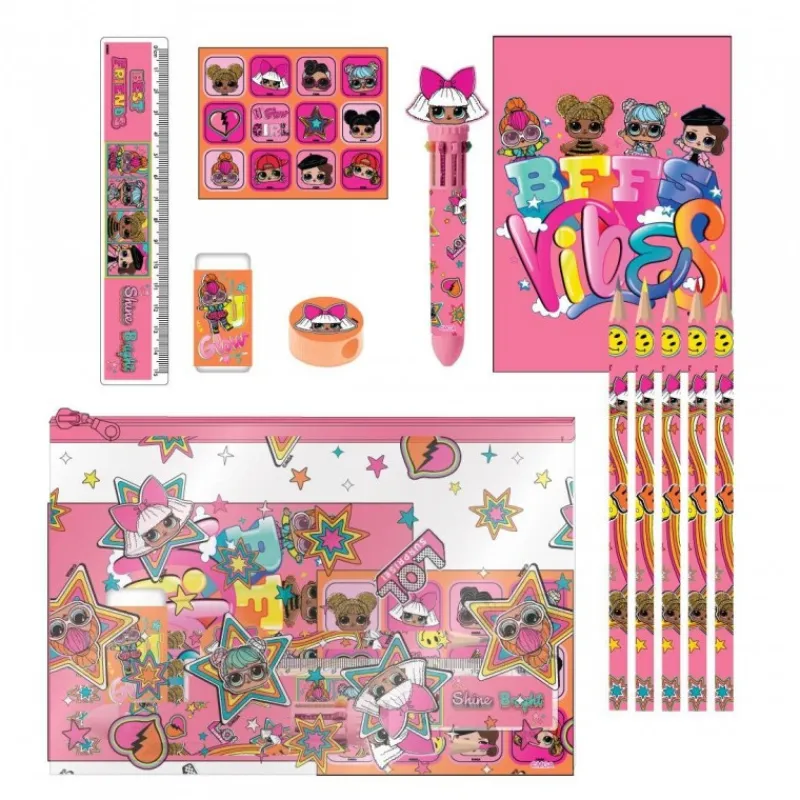 Clearance Set de Papelería Escolar LOL con Estuche y Accesorios - Rosa Para El Cole