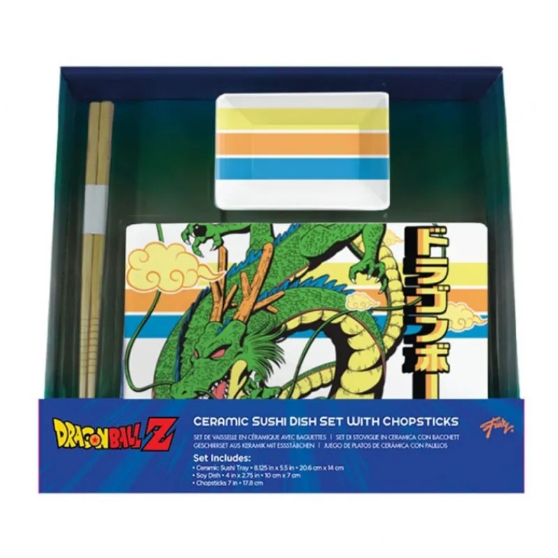 Just Funky Figuras Dragon Ball^Set de Platos y Palillos Dragon Ball Z Shenron de Cerámica