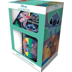 Paladone Products Películas Y Personajes De Disney ·Lilo Y Stitch|Ropa Stitch^Set de Taza, Posavasos y Llavero de Stitch y Ángel Lilo y Stitch