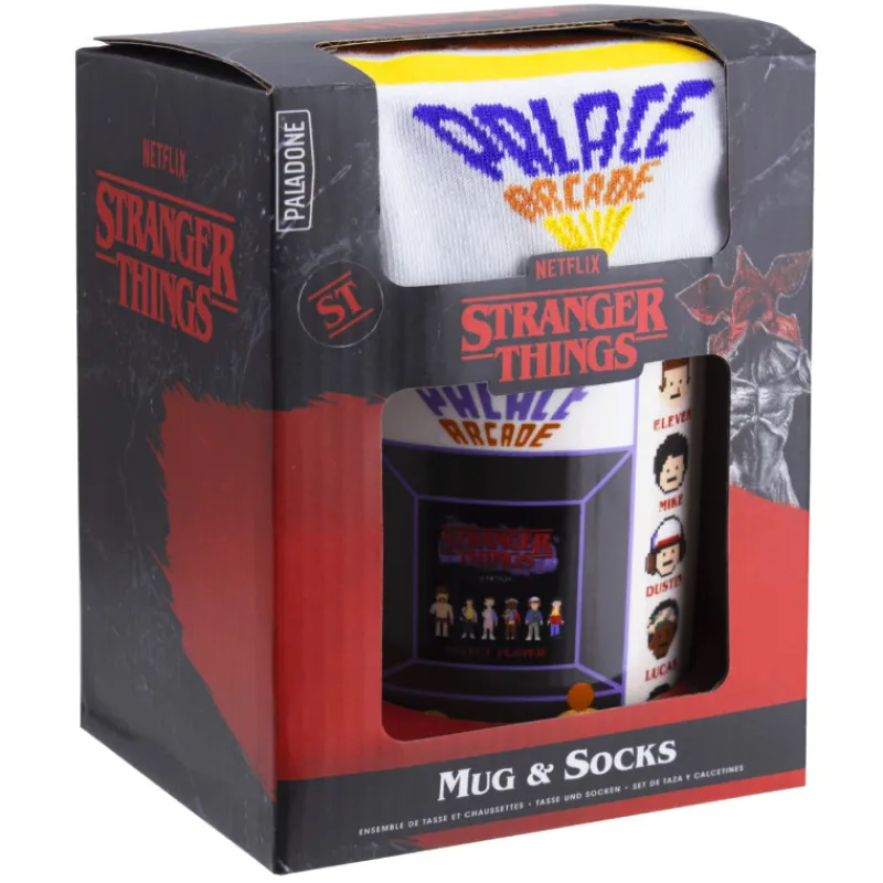 Paladone Products Stranger Things^Set de Taza y Calcetines Stranger Things Palace Arcade