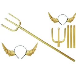 Online Set Diablo Dorado con Tridente y Diadema Accesorios Halloween Y Terror