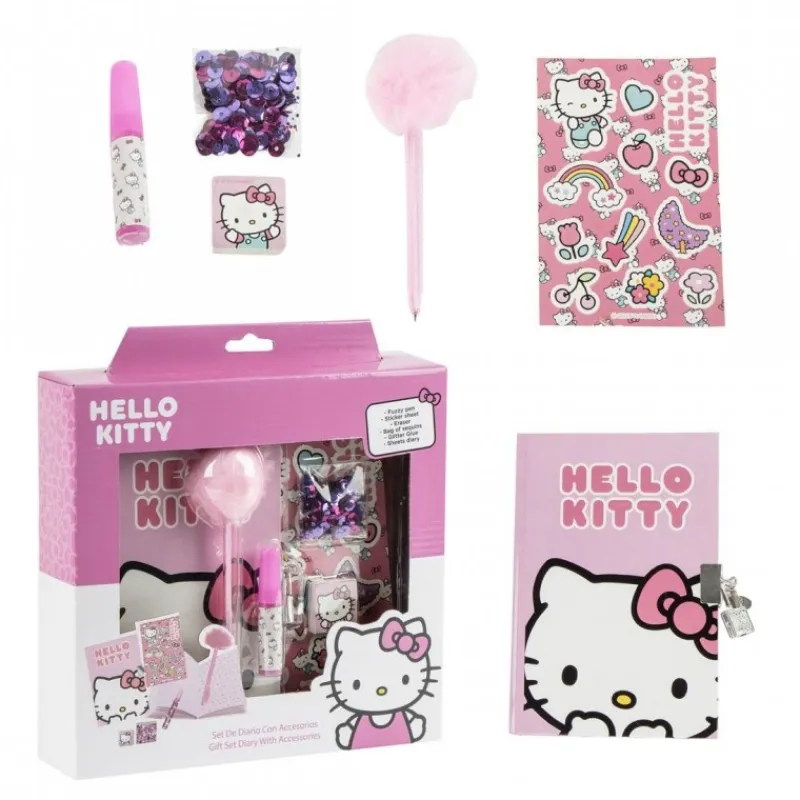 Clearance Set Diario Hello Kitty con Accesorios Multicolor Para El Cole