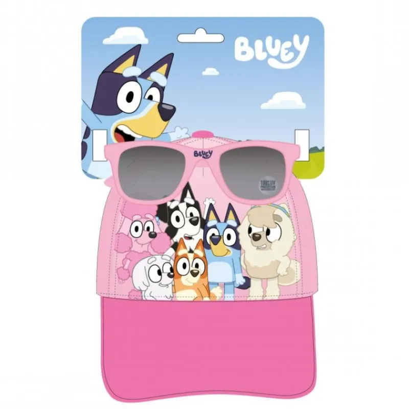 Cerdá Kids Accesorios Para El Pelo, Gafas De Sol Y Kits De Belleza Infantiles |Bluey^Set Gorra y Gafas de Sol Bluey Rosa Claro 53 cm