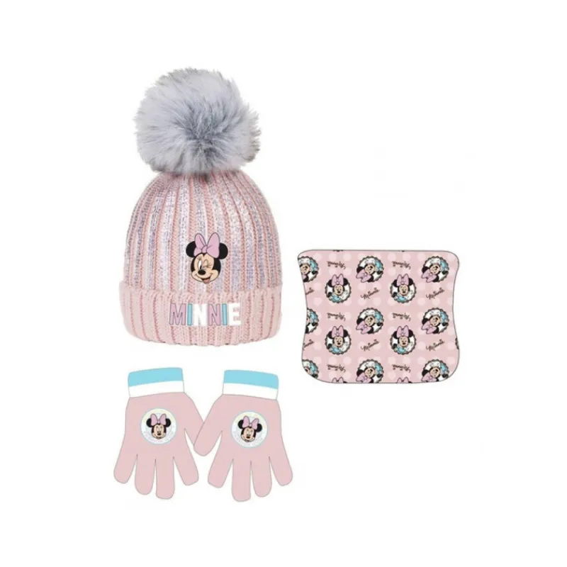 Niños New Import Disney Para Niños|Ropa Y Téxtil: Cosas Que Ponerse Para Niños ^Set Invierno Infantil Minnie Mouse - Gorro, Braga Polar y Guantes | Licencia Oficial Disney