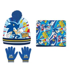 New Import Regalos Y Coleccionismo Para Gamers - Cosas De Videojuegos Míticos^Set Invierno Infantil Sonic - Gorro, Braga Polar y Guantes | Licencia Oficial SEGA