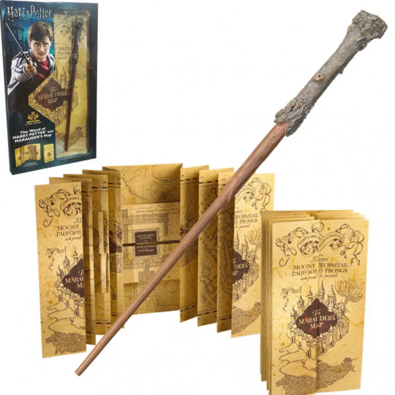 The Noble Collection Varitas Harry Potter^Set Varita + Mapa del Merodeador Harry Potter