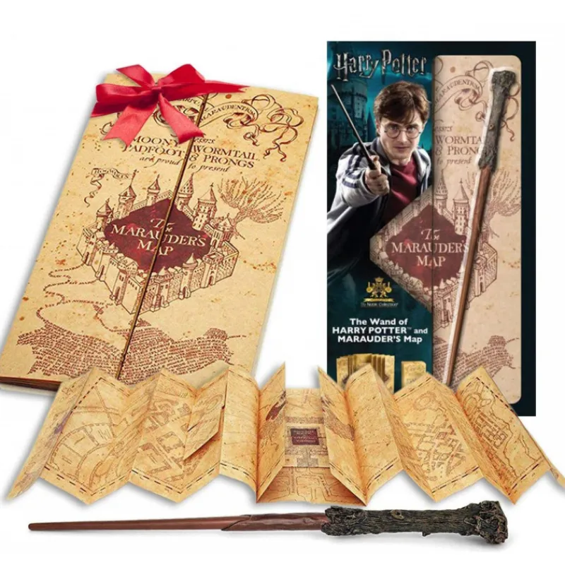 The Noble Collection Varitas Harry Potter^Set Varita + Mapa del Merodeador Harry Potter