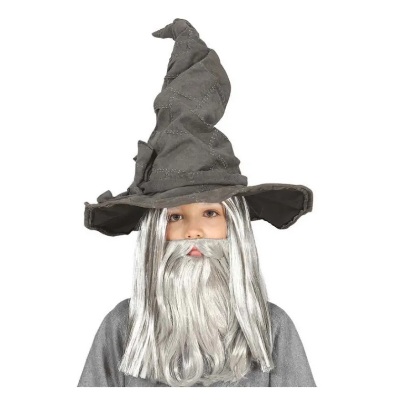 Disfrazzes Sombreros Y Cascos Para Disfraces |Accesorios Halloween Y Terror ^Sombrero Alto de Brujo Gris Infantil