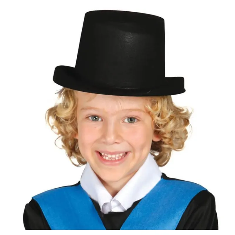 Disfrazzes Sombreros Y Cascos Para Disfraces |Accesorios Halloween Y Terror ^Sombrero Chistera flocado negro para niños