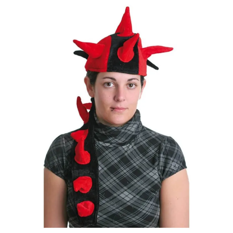 Disfrazzes Complementos Para Disfraces|Accesorios Halloween Y Terror ^Sombrero con Cuernos y coleta rojo-negro