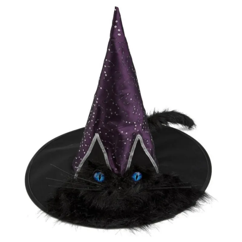 Disfrazzes Complementos Para Disfraces|Accesorios Halloween Y Terror ^Sombrero de Bruja con Ojos y Cola de Gato