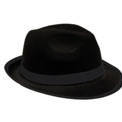 Disfrazzes Sombreros Y Cascos Para Disfraces |Accesorios Halloween Y Terror ^Sombrero de Gánster de fieltro negro