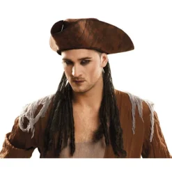 Disfrazzes Pelucas, Barbas Y Bigotes Disfraces^Sombrero Pirata marrón con rastas