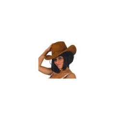 Outlet Sombrero Vaquero marrón simil a piel Sombreros Y Cascos Para Disfraces |Disfraces Unisex