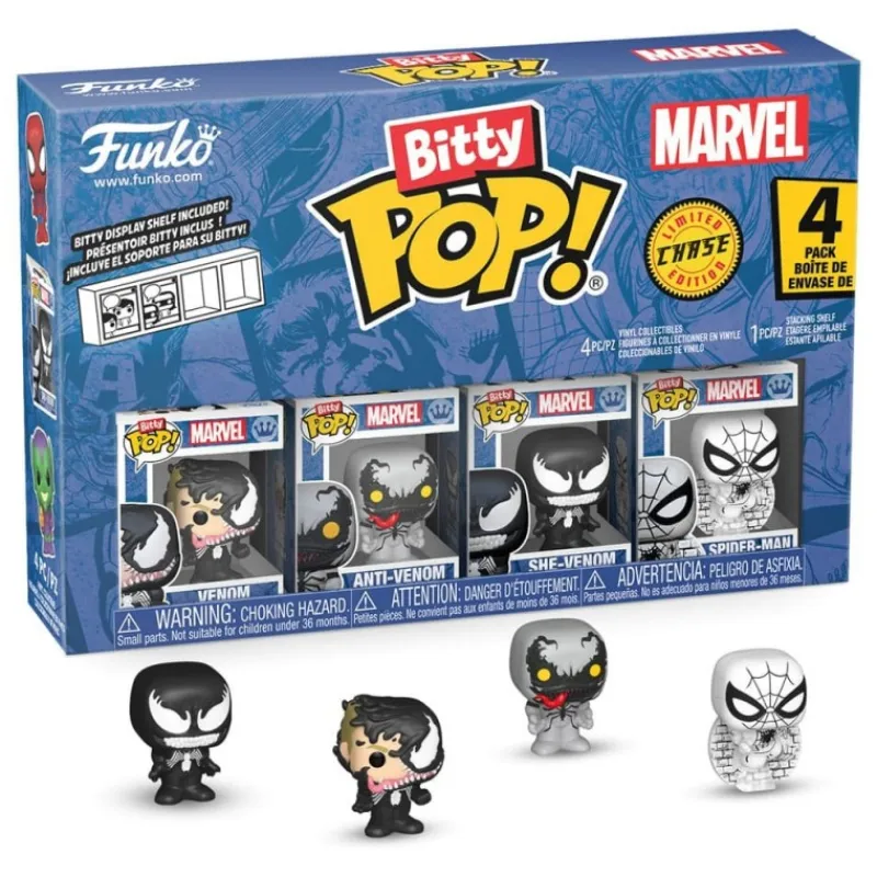 New Spider-Man Pack 4 Figuras Bitty POP! Vinyl Series 3, Superhéroes Marvel|Funko Marvel