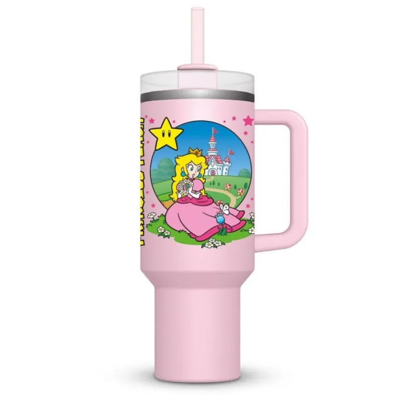 Pyramid International Más Regalos De Super Mario |Hogar Super Mario^Super Mario Vaso Peach 1130 ml Botella de agua oficial