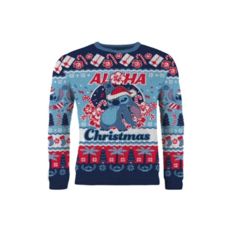 AAA Merchandise Películas Y Personajes De Disney ·Lilo Y Stitch|Ropa Disney^Suéter Navideño Stitch Aloha Christmas Talla L