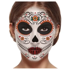 New Tatuaje de Catrina Facial de 30x14 cm Maquillaje Para Disfraces