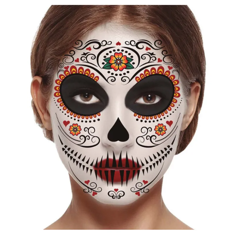 New Tatuaje de Catrina Facial de 30x14 cm Maquillaje Para Disfraces