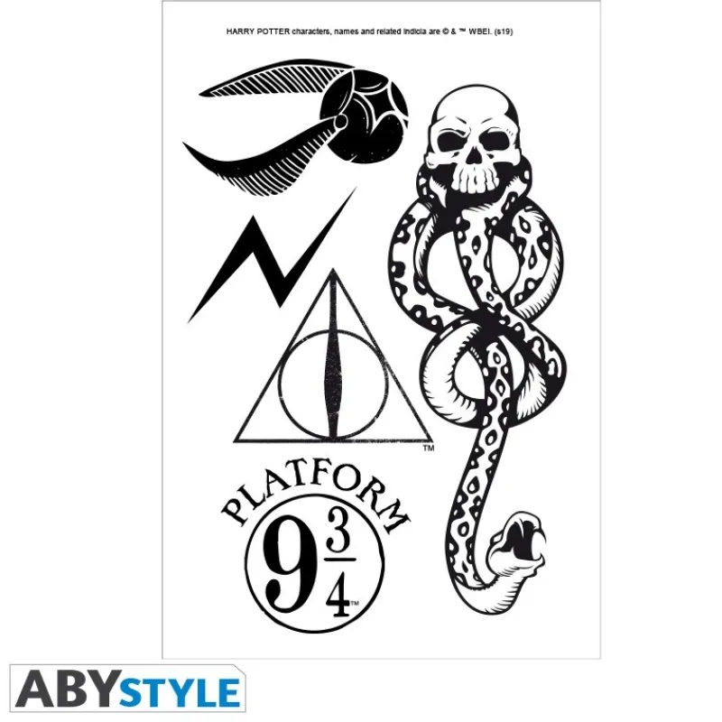 Outlet Tatuajes Harry Potter 15x10cm X5 Licencia Oficial Varitas Harry Potter
