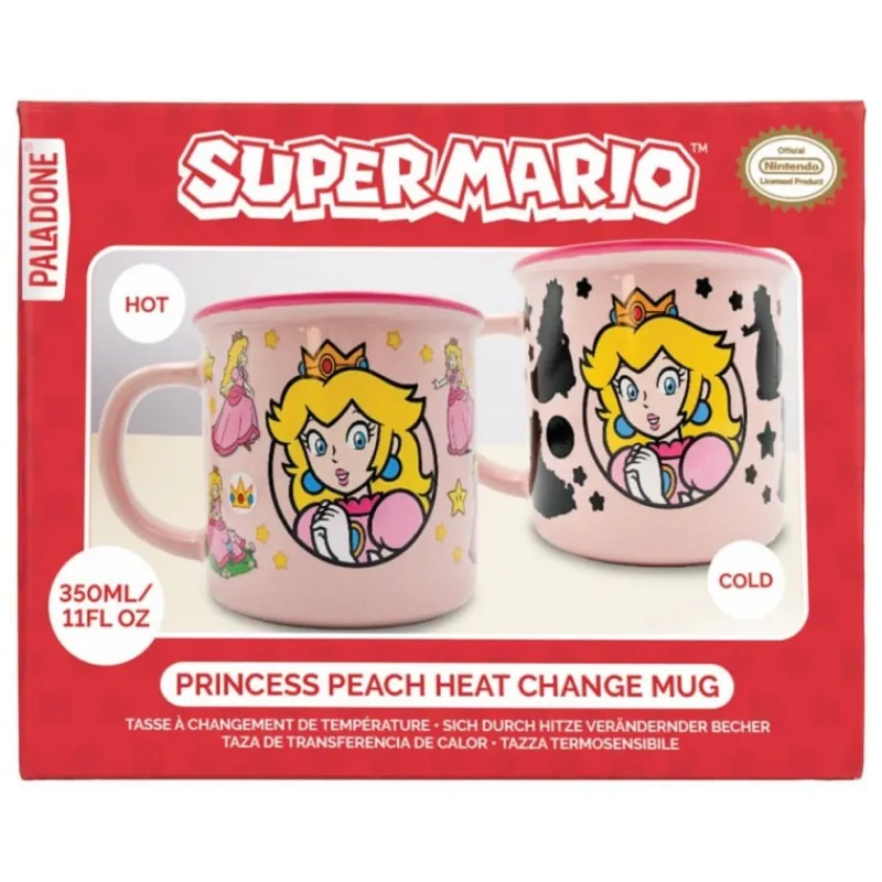 Paladone Products Más Regalos De Super Mario |Hogar Super Mario^Taza de cerámica sensitiva al calor Princess Peach 300 ml