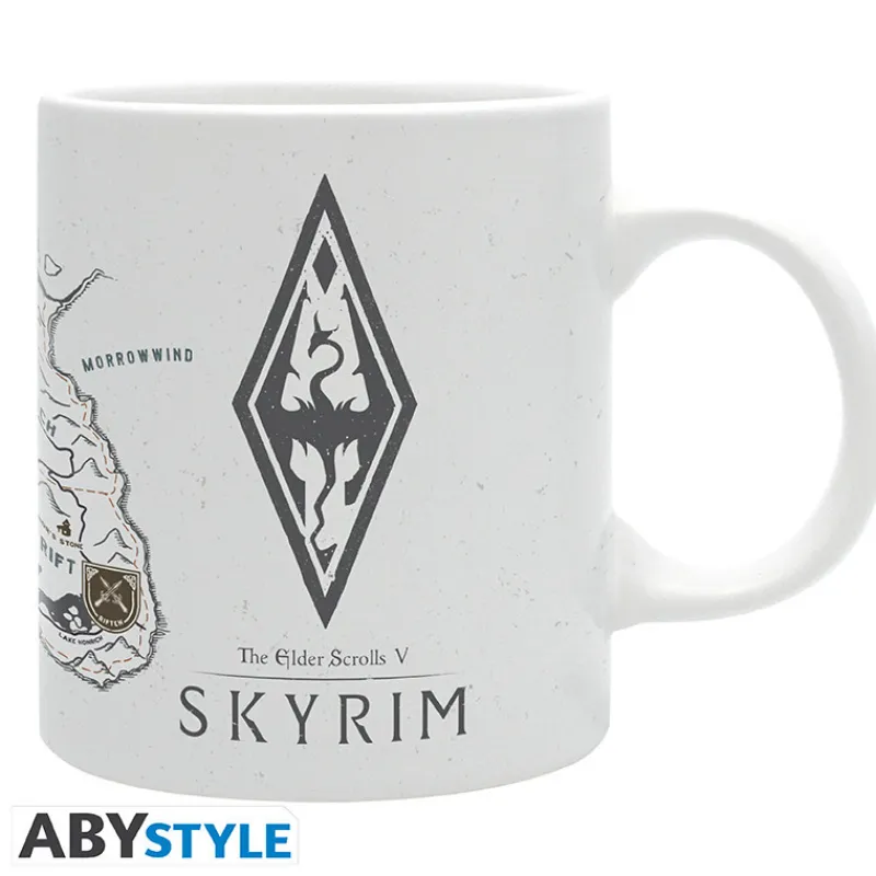 Best Taza Skyrim de 320 ml con Diseño de Mapa Detallado y Logo Regalos Y Coleccionismo Para Gamers - Cosas De Videojuegos Míticos