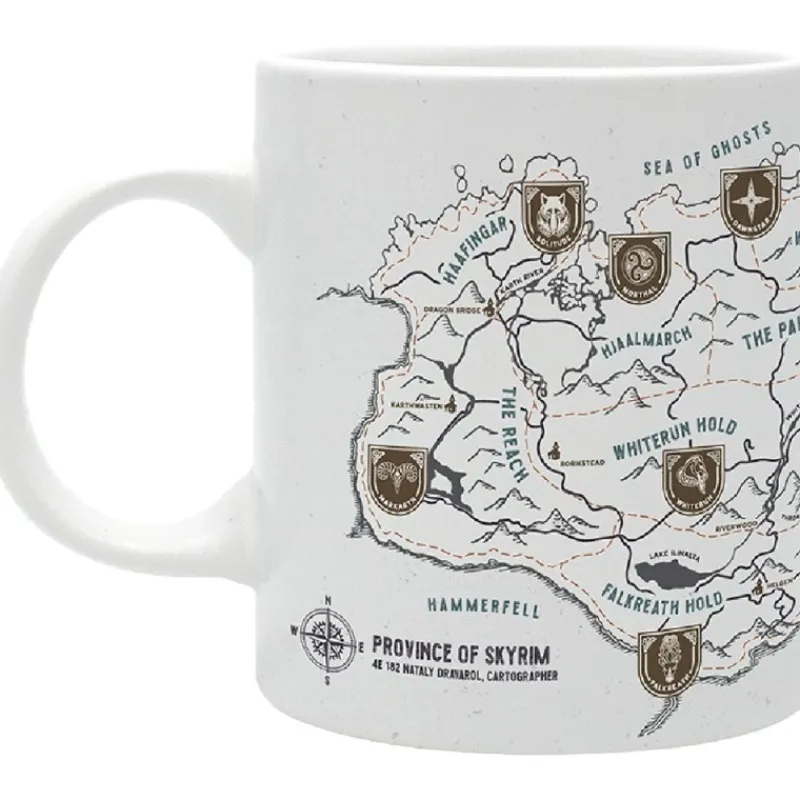 Best Taza Skyrim de 320 ml con Diseño de Mapa Detallado y Logo Regalos Y Coleccionismo Para Gamers - Cosas De Videojuegos Míticos