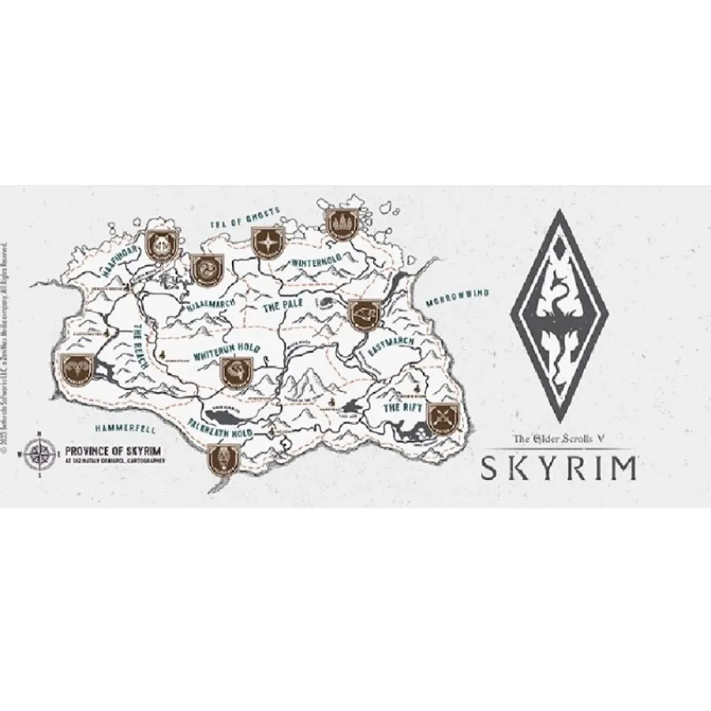 Best Taza Skyrim de 320 ml con Diseño de Mapa Detallado y Logo Regalos Y Coleccionismo Para Gamers - Cosas De Videojuegos Míticos